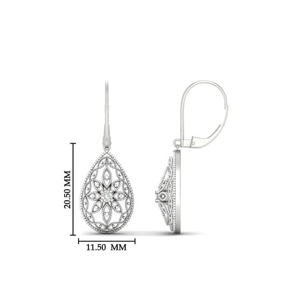 Filigree Diamond Openwork Teardrop Earrings Fascinating Diamonds
