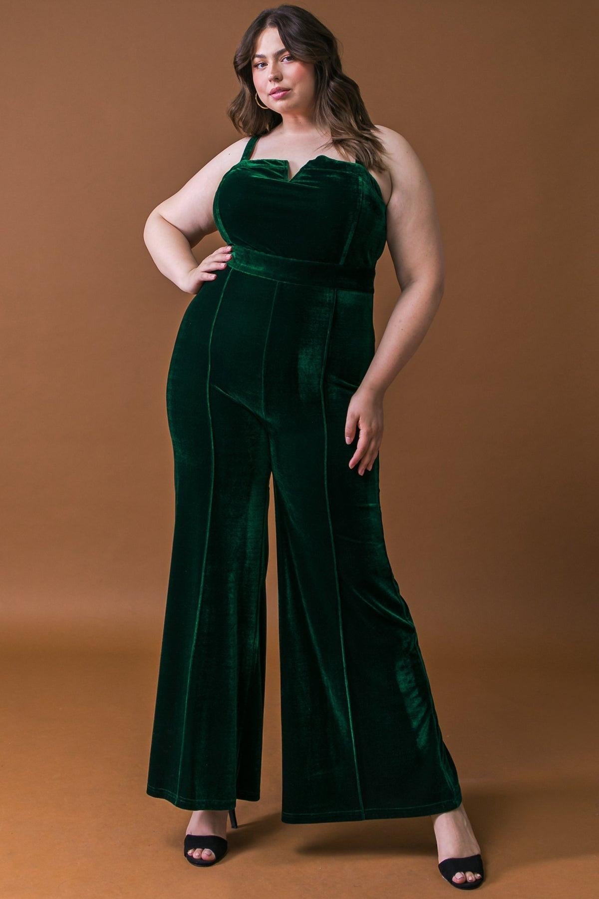 BLOW A KISS VELVET JUMPSUIT Flying Tomato