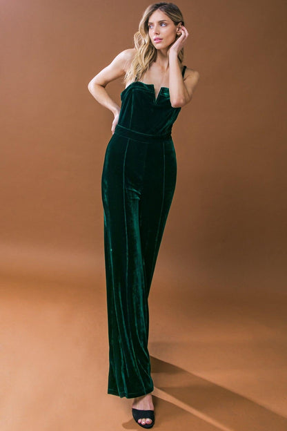 BLOW A KISS VELVET JUMPSUIT Flying Tomato