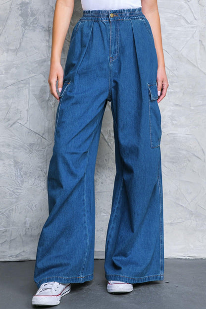 ALL THE BUZZ WASHED DENIM PANTS Flying Tomato