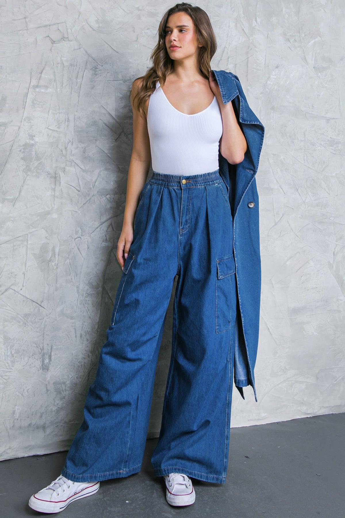 ALL THE BUZZ WASHED DENIM PANTS Flying Tomato