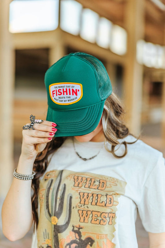 Fishin' Beats Workin' Patch Trucker Hat Wild Junkie