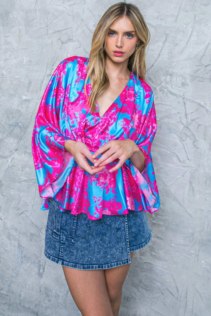 HERE WE GO AGAIN BLUE WOVEN TOP Flying Tomato