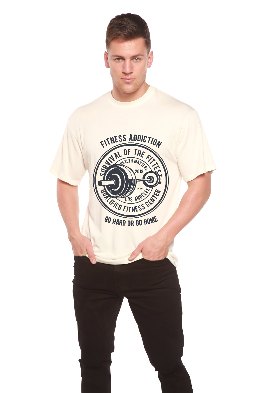 Fitness Addiction Men's Bamboo Viscose/Organic Cotton Short Sleeve Graphic T-Shirt Spun Bamboo