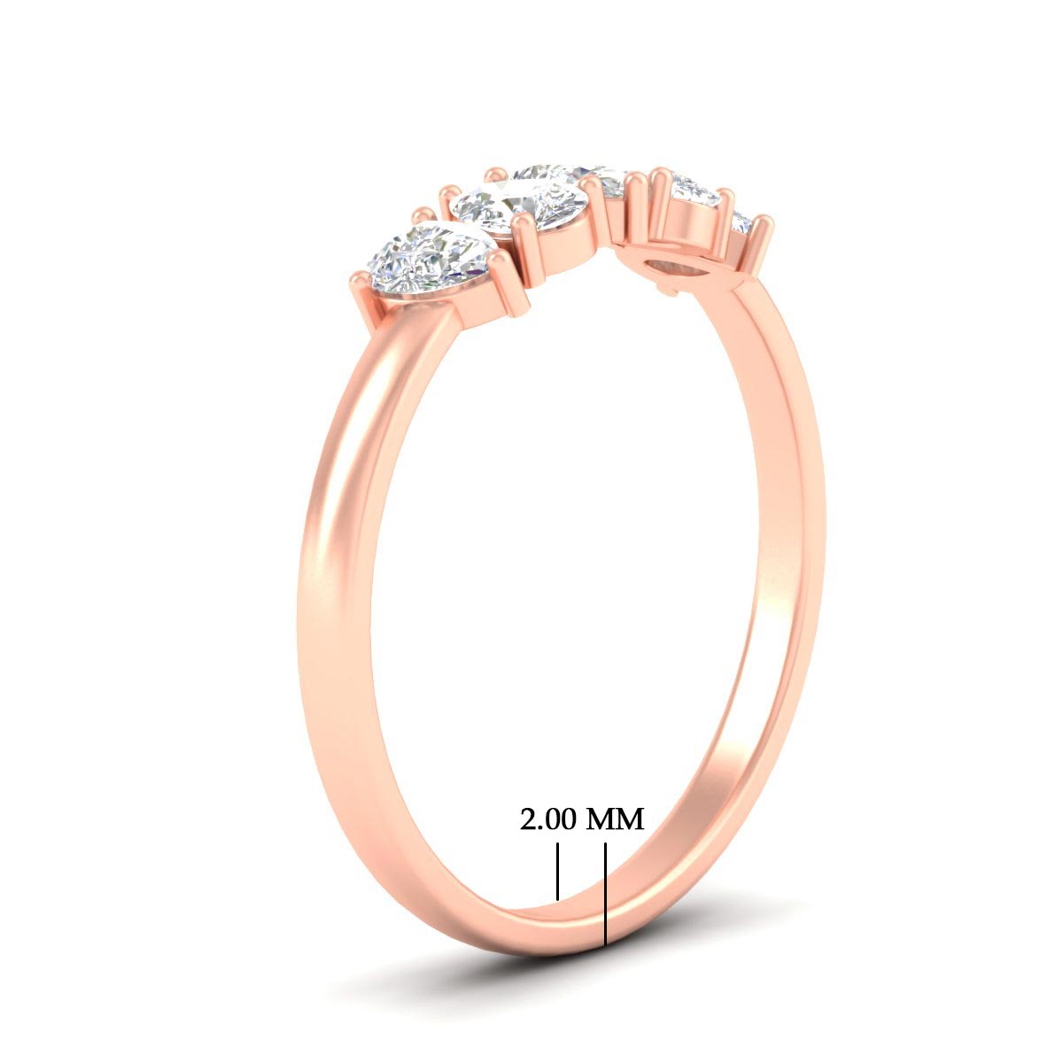 0.75 Carat 5 Stone Wedding Band Diamond Teardrop Fascinating Diamonds
