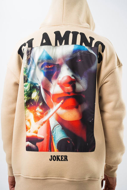 Flaming "Joker" Graphic Unisex Hoodie – Edgy Streetwear Withinblack