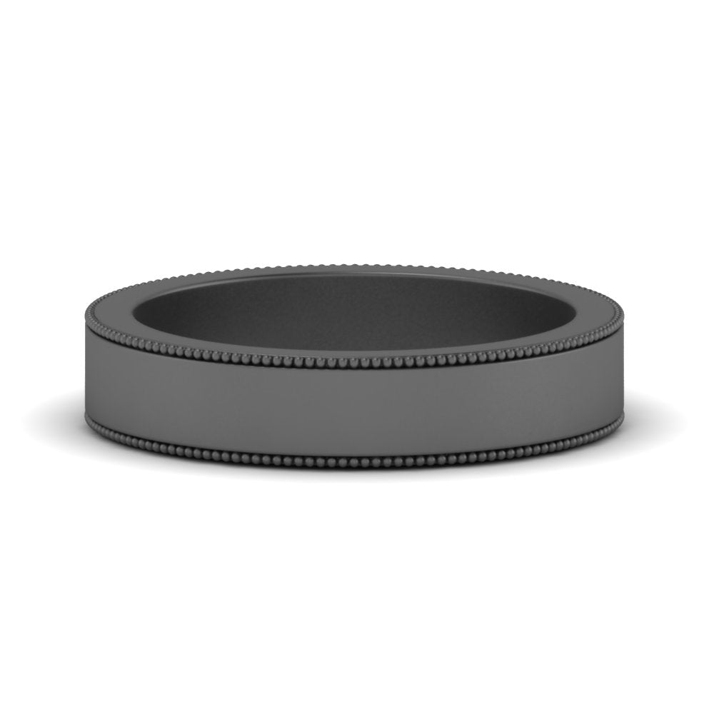 Flat Milgrain Mens Wedding Band Fascinating Diamonds