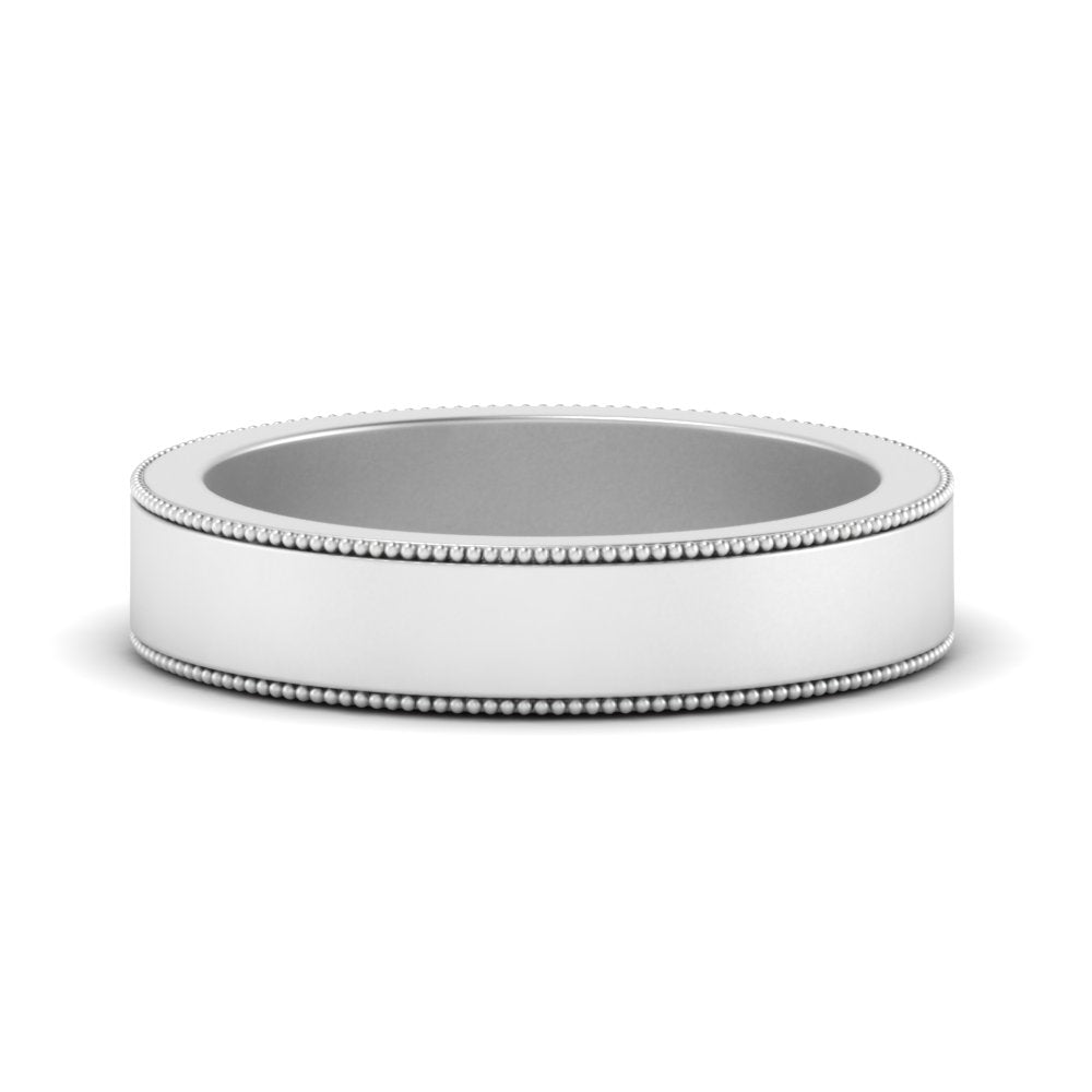 Flat Milgrain Mens Wedding Band Fascinating Diamonds