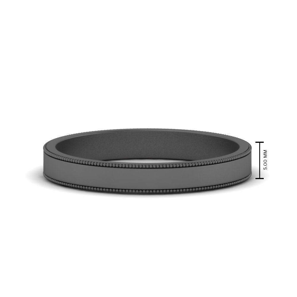 Flat Milgrain Mens Wedding Band Fascinating Diamonds