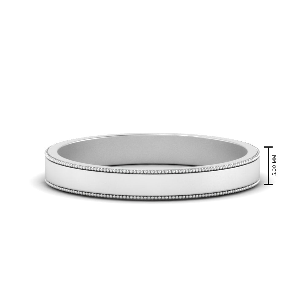 Flat Milgrain Mens Wedding Band Fascinating Diamonds