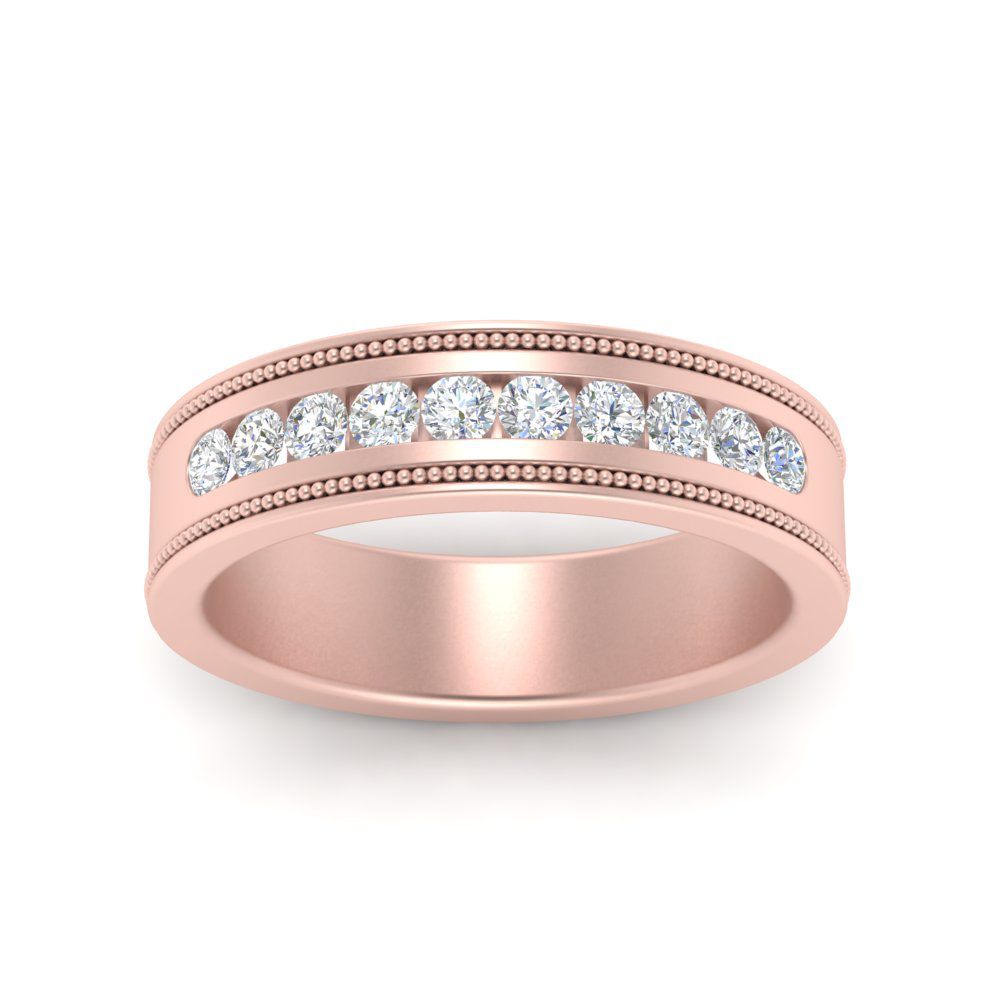 Flat Milgrain Mens Promise Band Fascinating Diamonds