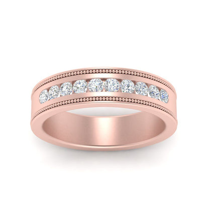Flat Milgrain Mens Promise Band Fascinating Diamonds
