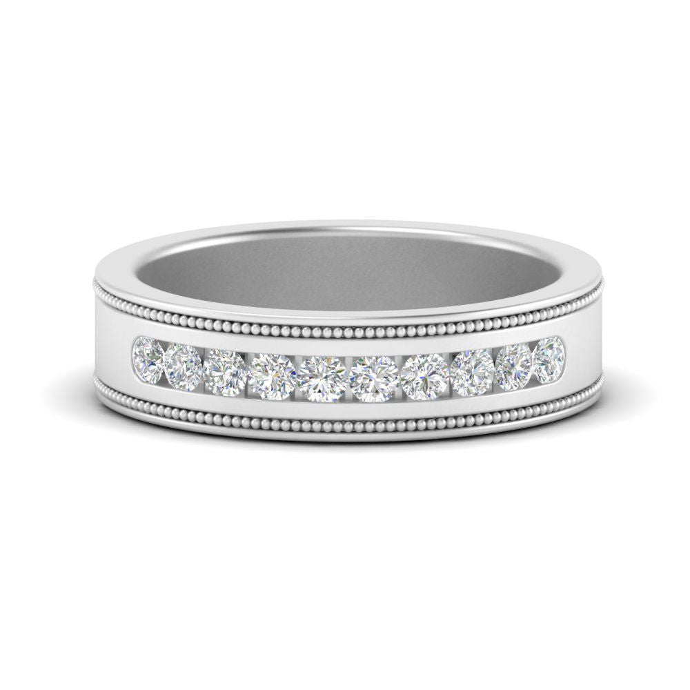 Flat Milgrain Mens Promise Band Fascinating Diamonds
