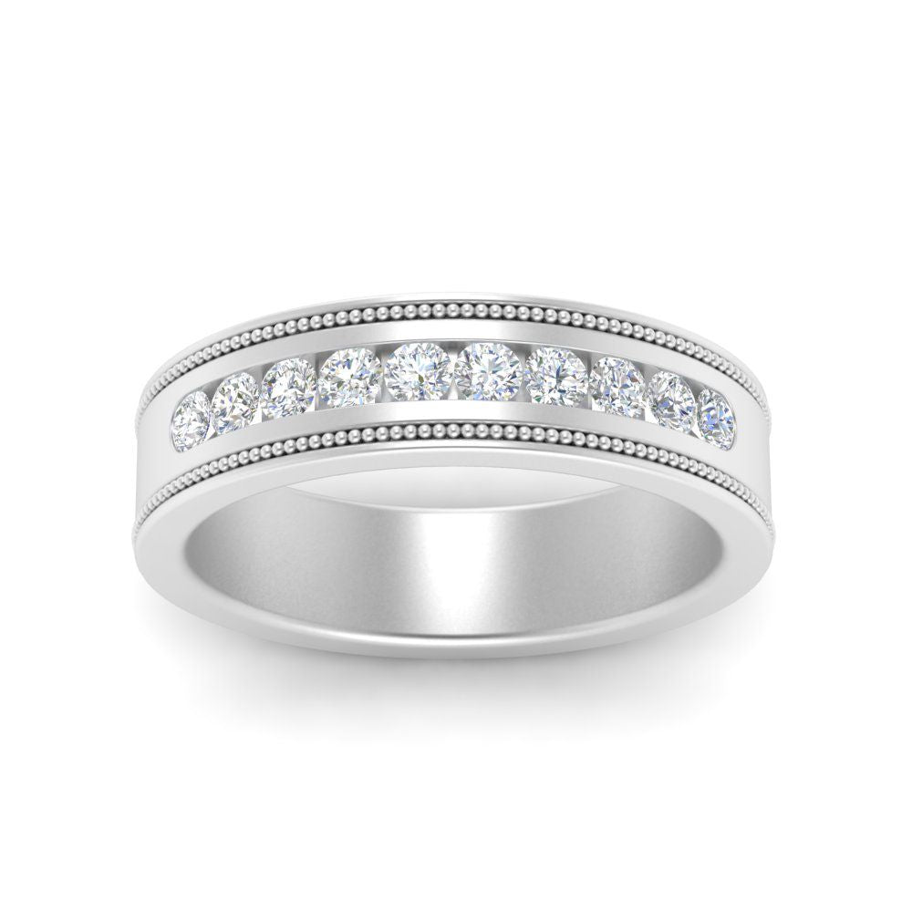 Flat Milgrain Mens Promise Band Fascinating Diamonds