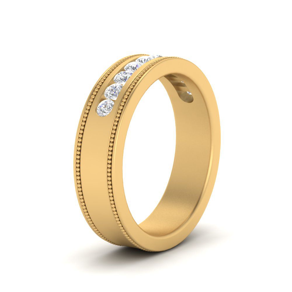 Flat Milgrain Mens Promise Band Fascinating Diamonds