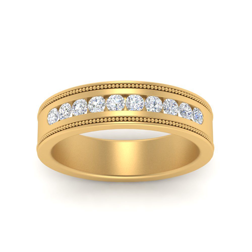 Flat Milgrain Mens Promise Band Fascinating Diamonds