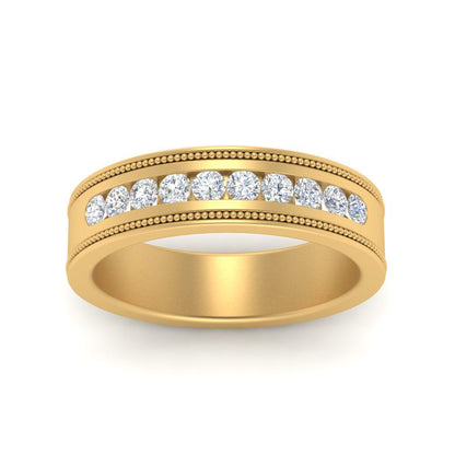 Flat Milgrain Mens Promise Band Fascinating Diamonds