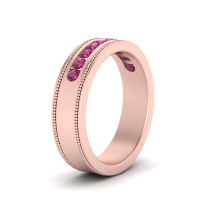 Flat Milgrain Mens Promise Band Fascinating Diamonds
