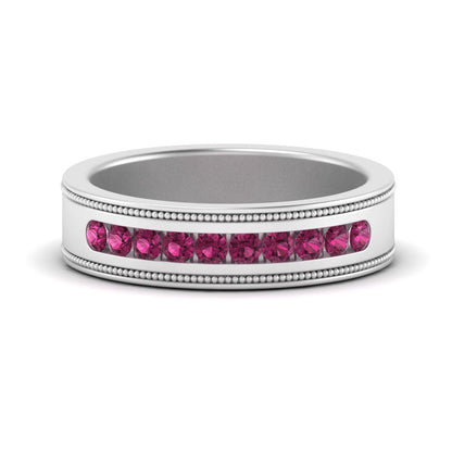 Flat Milgrain Mens Promise Band Fascinating Diamonds