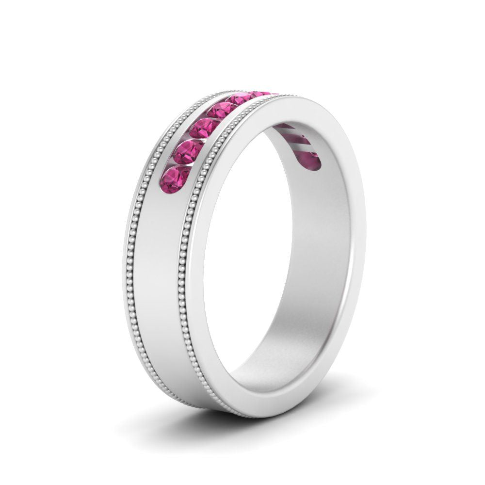 Flat Milgrain Mens Promise Band Fascinating Diamonds
