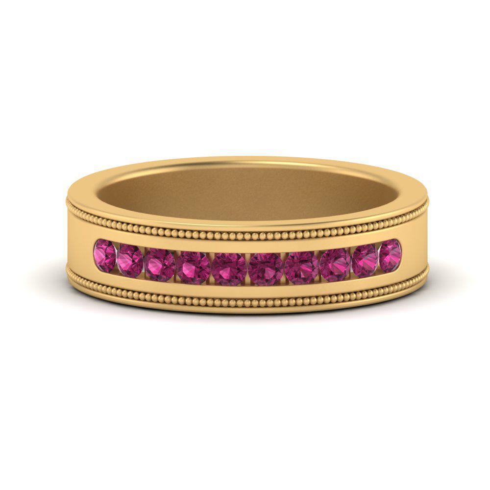 Flat Milgrain Mens Promise Band Fascinating Diamonds