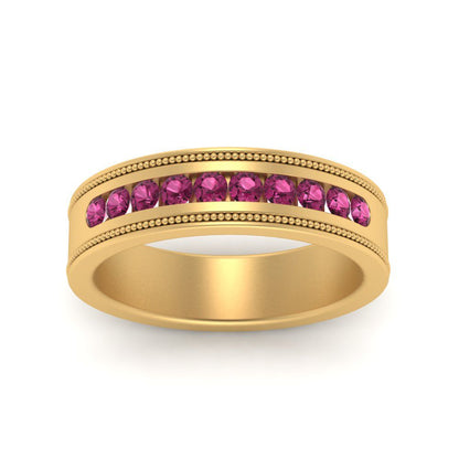 Flat Milgrain Mens Promise Band Fascinating Diamonds