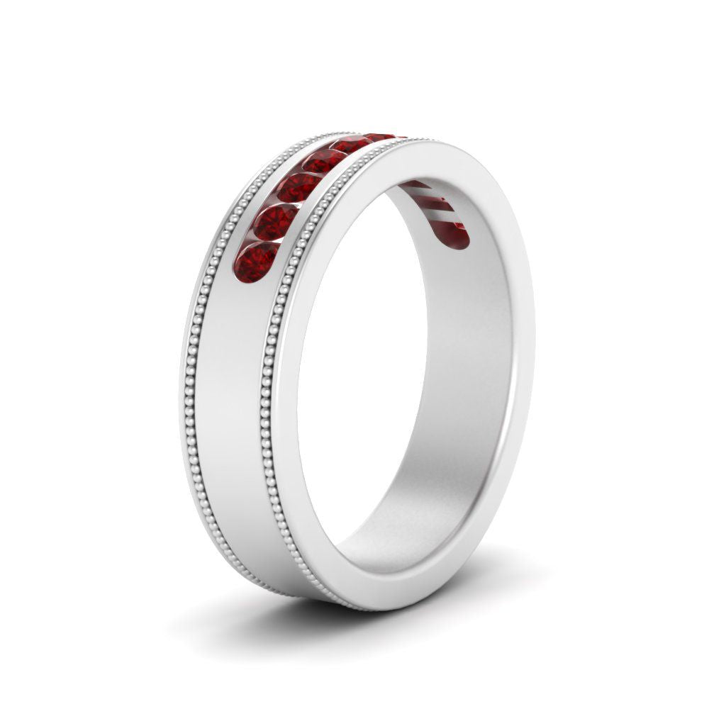 Flat Milgrain Mens Promise Band Fascinating Diamonds