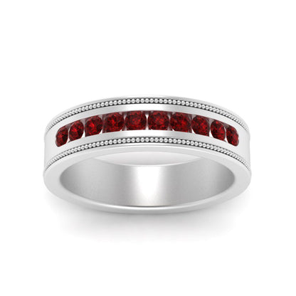Flat Milgrain Mens Promise Band Fascinating Diamonds