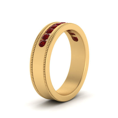 Flat Milgrain Mens Promise Band Fascinating Diamonds