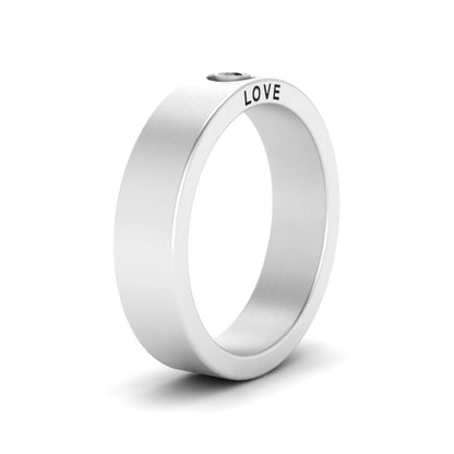 Flat Single Stone Mens Band Engraved Fascinating Diamonds