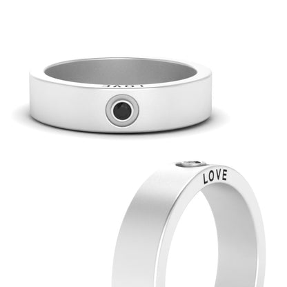 Flat Single Stone Mens Band Engraved Fascinating Diamonds