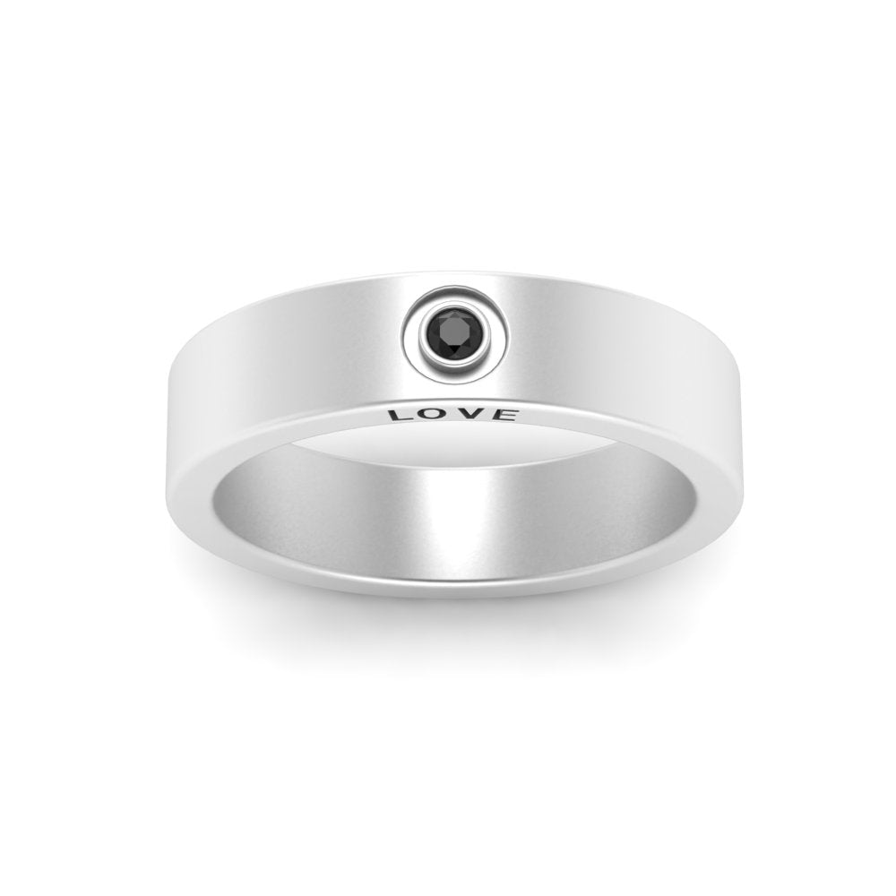 Flat Single Stone Mens Band Engraved Fascinating Diamonds