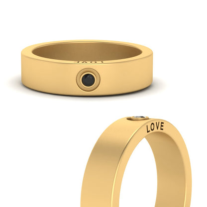 Flat Single Stone Mens Band Engraved Fascinating Diamonds