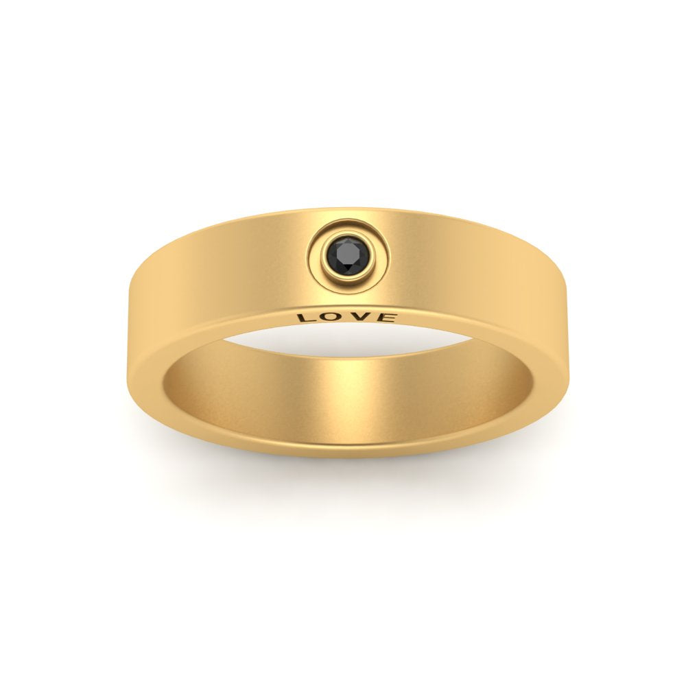 Flat Single Stone Mens Band Engraved Fascinating Diamonds