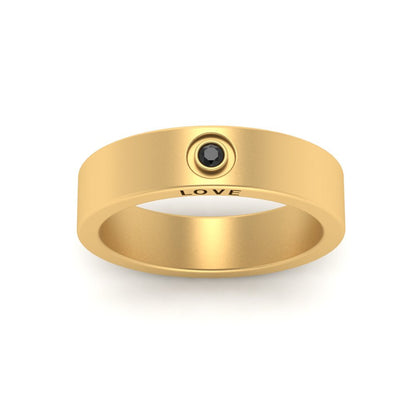 Flat Single Stone Mens Band Engraved Fascinating Diamonds