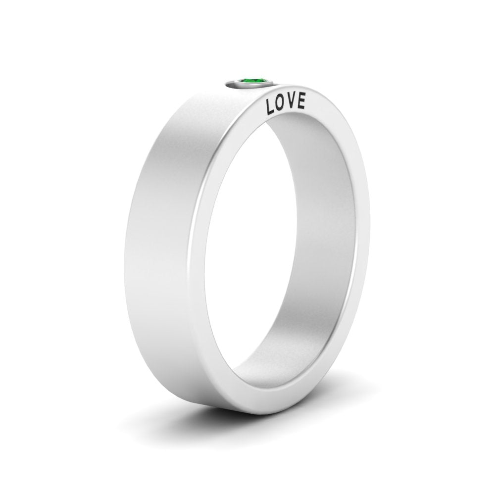 Flat Single Stone Mens Band Engraved Fascinating Diamonds