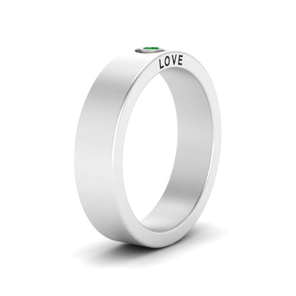 Flat Single Stone Mens Band Engraved Fascinating Diamonds