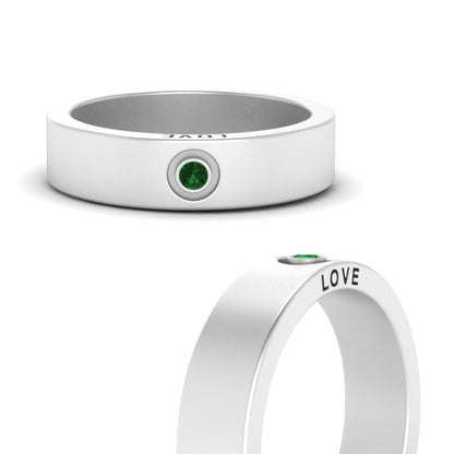 Flat Single Stone Mens Band Engraved Fascinating Diamonds