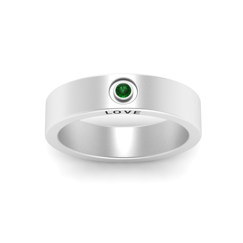 Flat Single Stone Mens Band Engraved Fascinating Diamonds