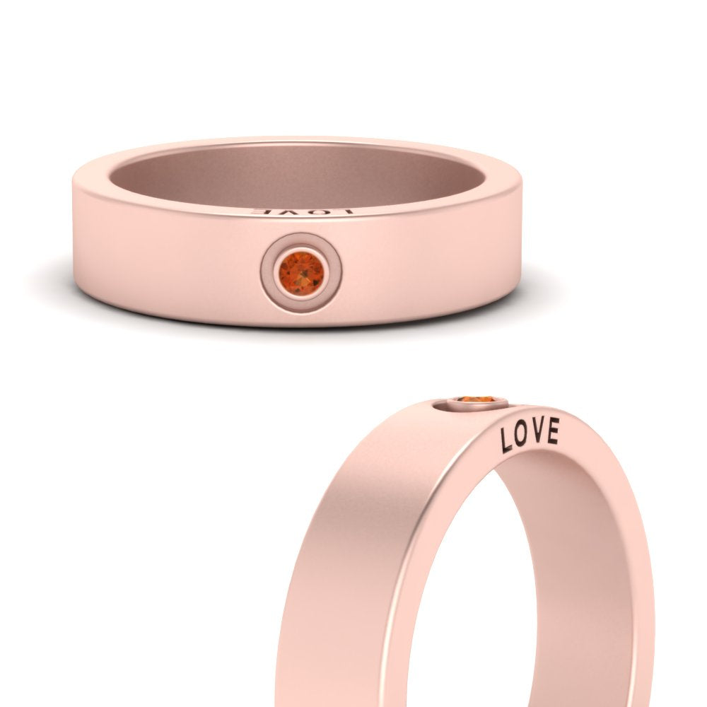 Flat Single Stone Mens Band Engraved Fascinating Diamonds