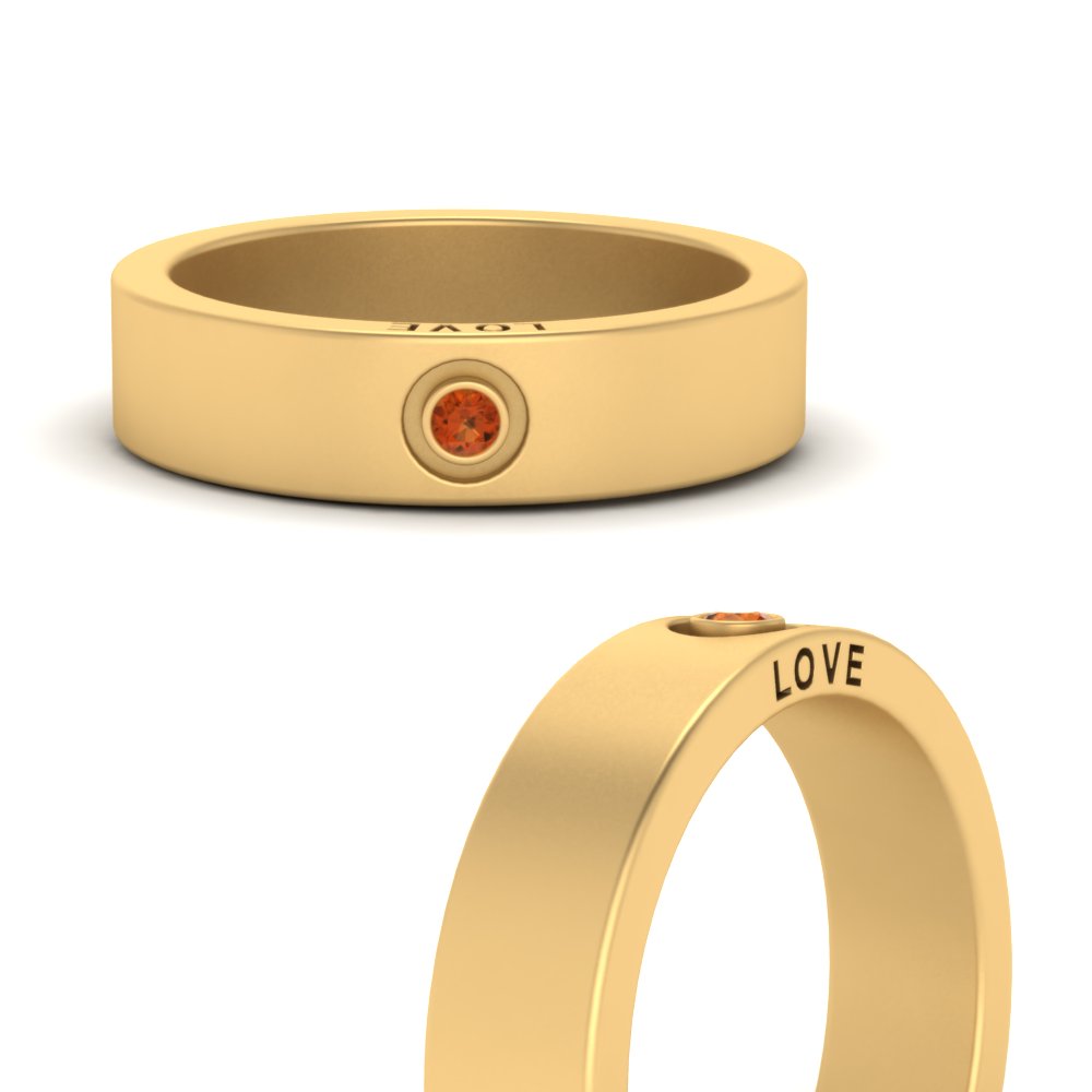 Flat Single Stone Mens Band Engraved Fascinating Diamonds