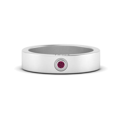 Flat Single Stone Mens Band Engraved Fascinating Diamonds