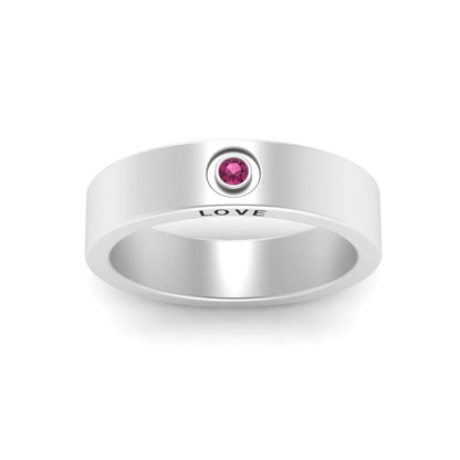 Flat Single Stone Mens Band Engraved Fascinating Diamonds