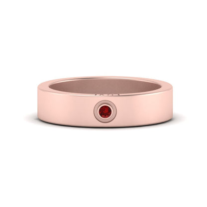 Flat Single Stone Mens Band Engraved Fascinating Diamonds
