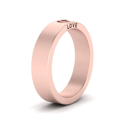 Flat Single Stone Mens Band Engraved Fascinating Diamonds