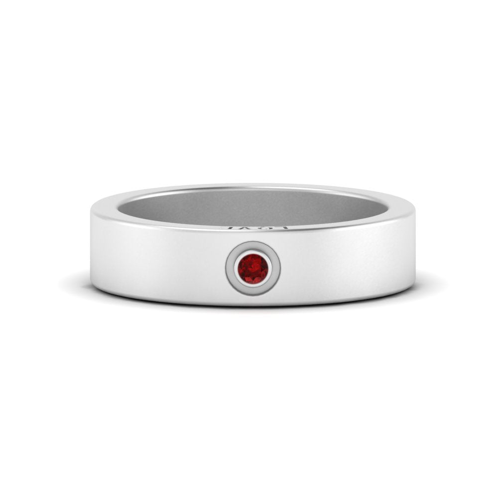 Flat Single Stone Mens Band Engraved Fascinating Diamonds