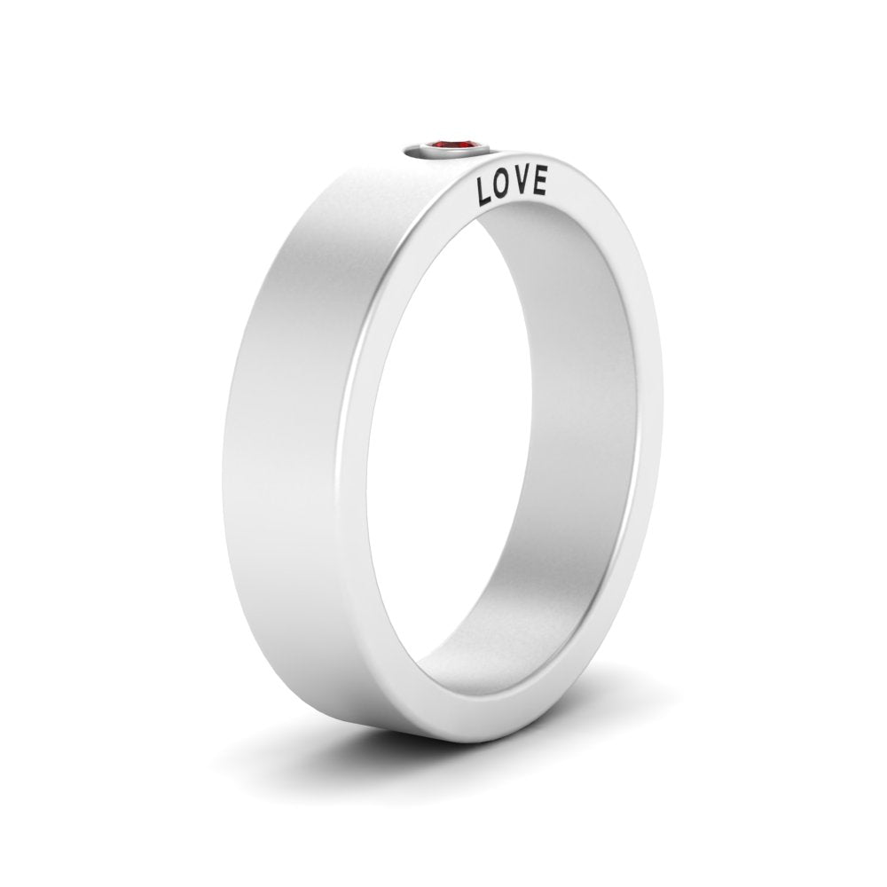 Flat Single Stone Mens Band Engraved Fascinating Diamonds