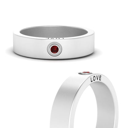 Flat Single Stone Mens Band Engraved Fascinating Diamonds