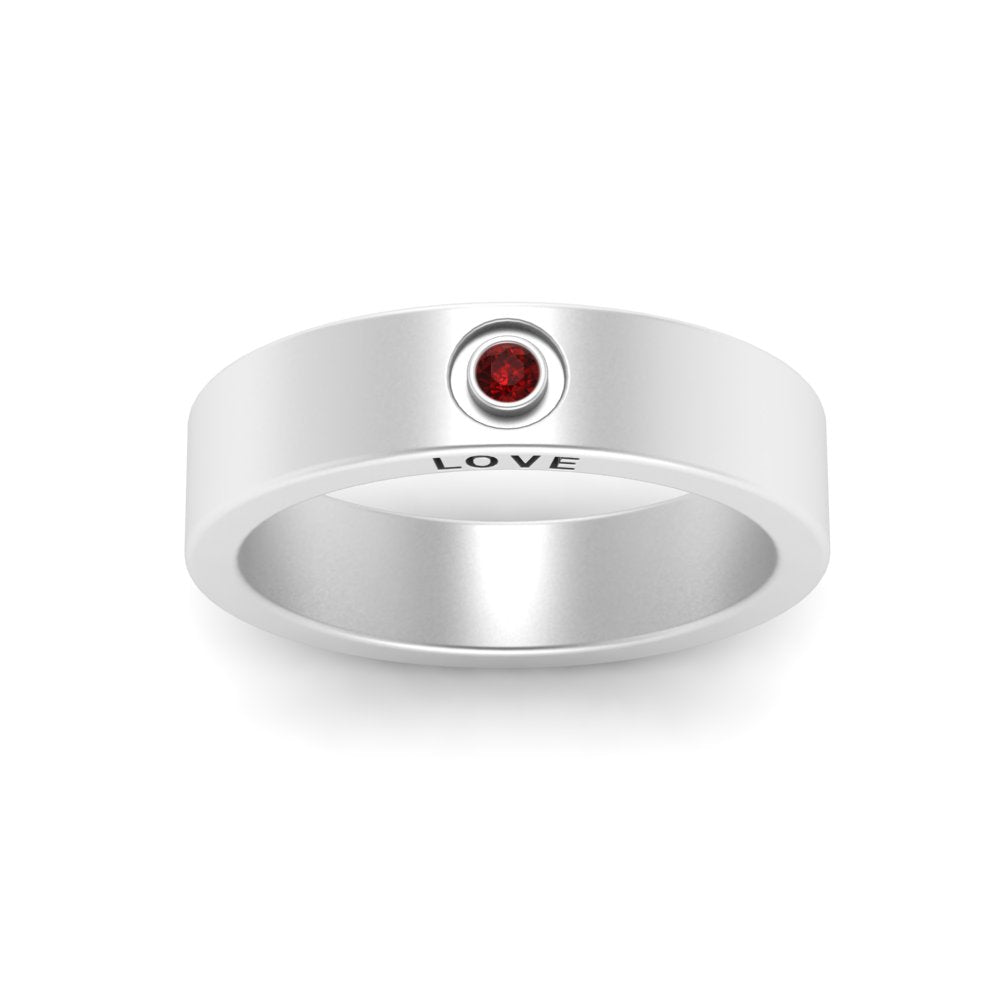 Flat Single Stone Mens Band Engraved Fascinating Diamonds