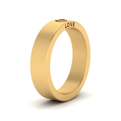 Flat Single Stone Mens Band Engraved Fascinating Diamonds
